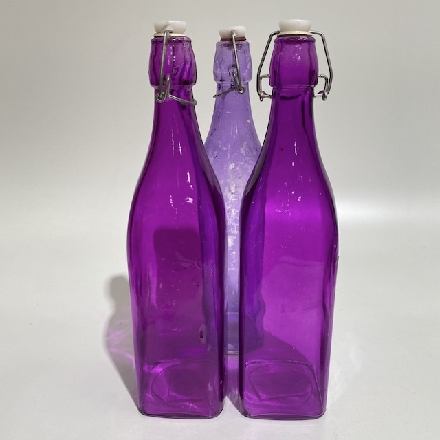 BOTTLE, Purple Glass w Swing Top